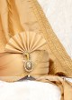 Marriage Turban With Dupatta In Golden Color